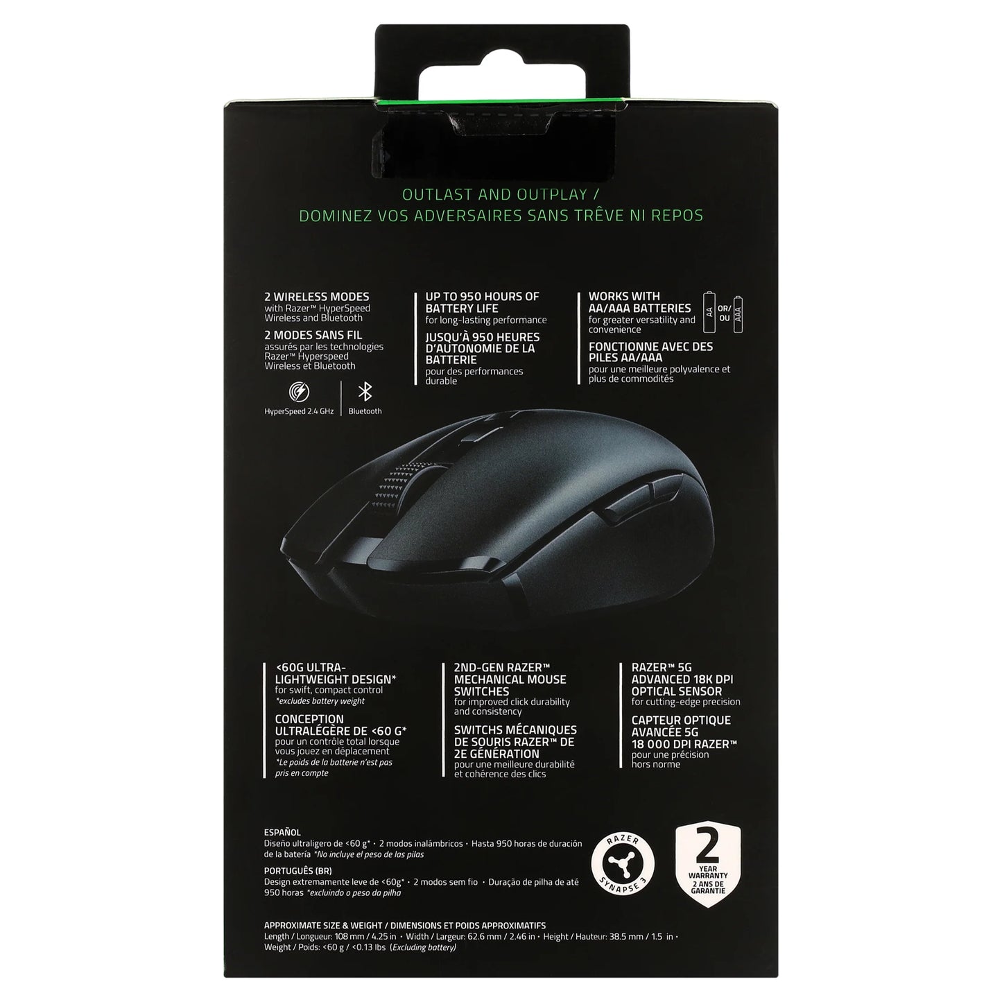 Orochi V2 Optical Bluetooth Gaming Mice, Quartz