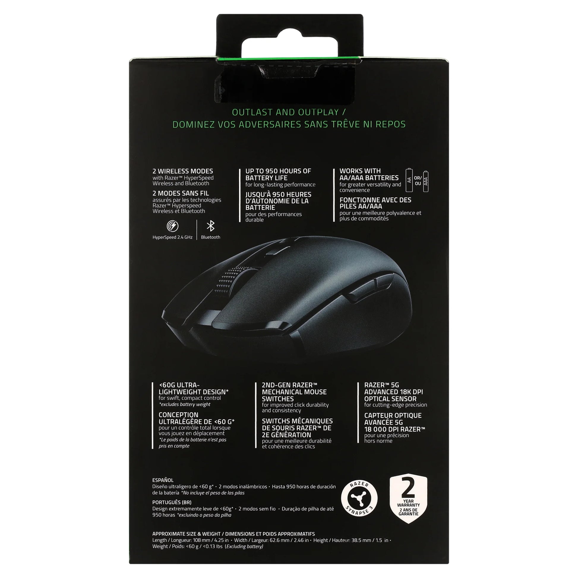 Orochi V2 Optical Bluetooth Gaming Mice, Quartz