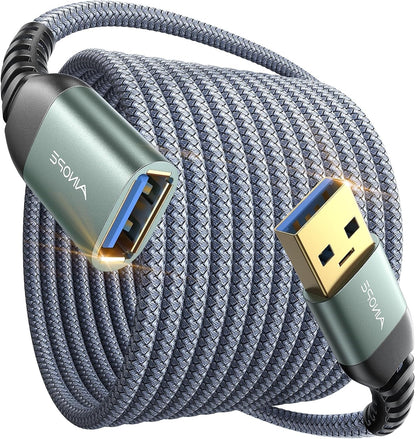 USB Extension Cable 10FT,USB Extender,Usb 3.0 Extension Cable, Male to Female Cord High Data Transfer Compatible with Webcam,Usb Keyboard,Flash Drive,Hard Drive,Printer